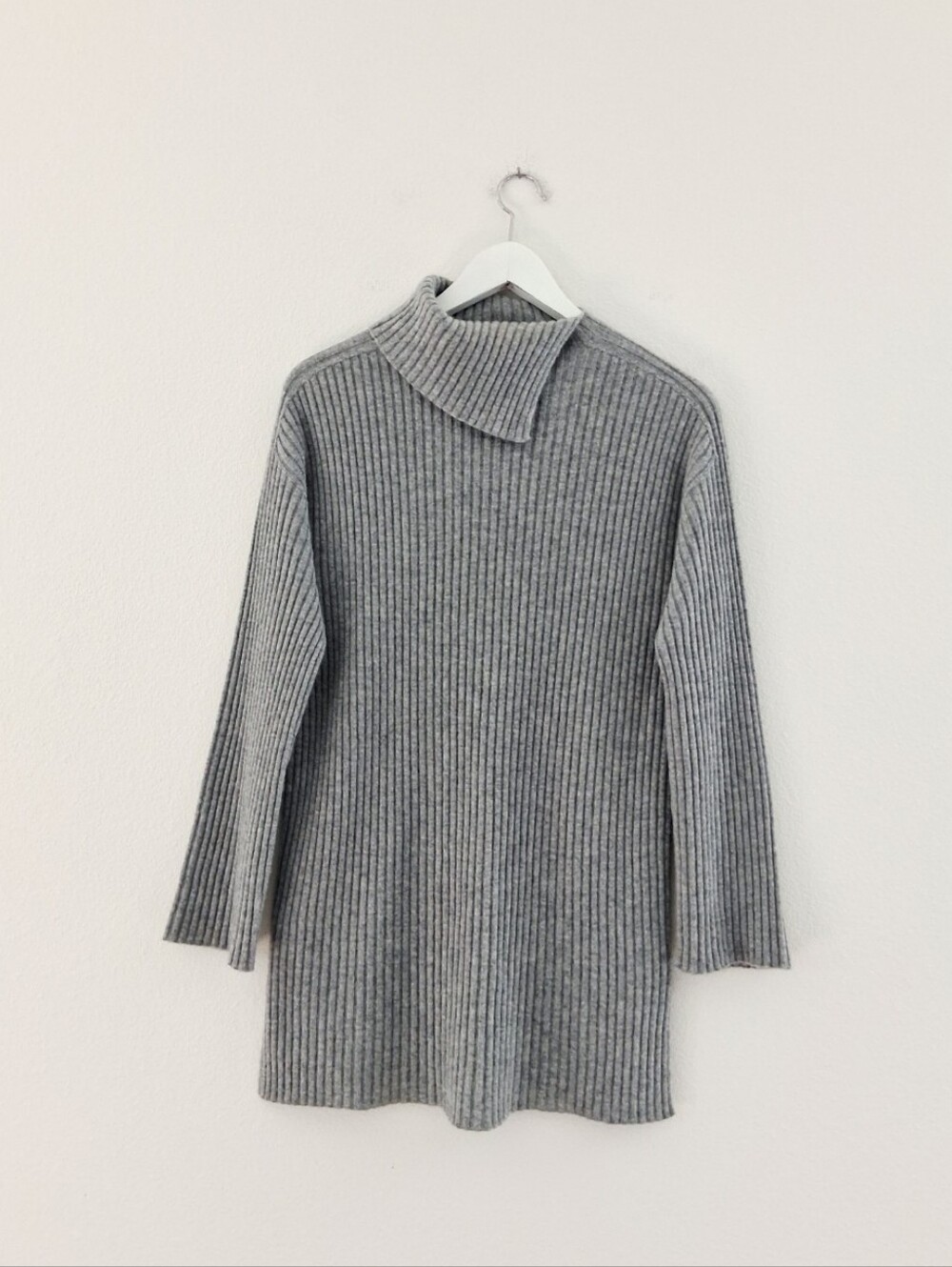 Eileen Fisher Cashmere Rib Knit Turtleneck Tunic Sweater Quiet Luxury Minimalist